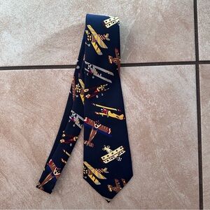 Stylish Airplane Patterned Tie in Navy